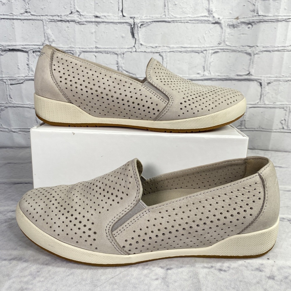Dansko Womens Size 38 7.5-8 Odina Gray‎ Leather Slip On Sneakers 4712940300